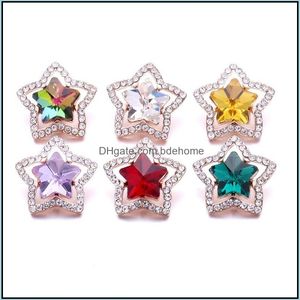 Clasps Hooks Noosa Big Five-Pointed Star Rhinestone 18Mm Ginger Snap Jewelry Sier Plated Diy Necklace Bracelet Accessory New Finding Dhr8C