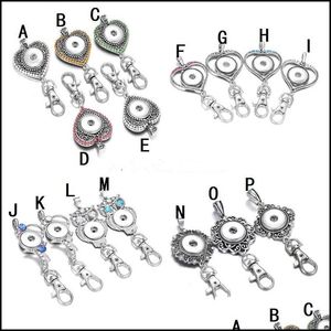 Kluczowe pierścienie Noosa Snap Button Biełka Bieciki Kliny Rhinestone Heart 18 mm łańcuchy DIY Keyrings Uchwyt smyczy Dowolna Dostawa 2021 Dhsell Dhrnz