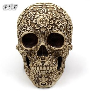 Objetos decorativos Figuras BUF Modern Resin estátua Retro crânio Decoração caseira Ornamentos de arte criativa Carving Halloween Gifts 220827