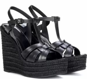 Sandaler Namnmärke Summer Sandal Lady Wedges Tribute Leather Wedge Espadrille Sandaler High Heels Shoes Luxury Design J230525