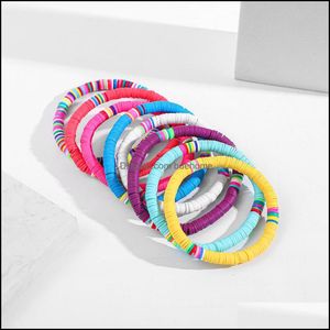 Charm Bracelets Beach Style Bohemia Sweet Bracelet For Women 6Mm Color Polymer Clay Plastic Drop Delivery 2021 Jewelry Dhseller2010 Dh4Te