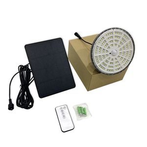 Luzes de parede solar Luz pendente 120LEDS Iluminação interna externa com controle remoto IP65 IP65 Luz de galpão à prova d'água para jardim de garagem