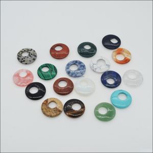 Anhänger Halsketten Natürliche Edelstein Anhänger Donut Bk Schmuckherstellung Charms für 28 mm Mischfarbe Drop Lieferung 2021 Carshop2006 Dhlof