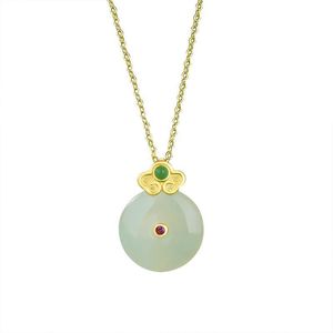 14K gold necklace Hotan jade Green Agate pendant Fashion Designer Brand Ins style necklaces for women