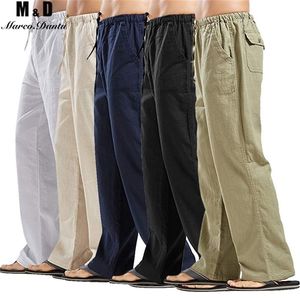 Men's Pants Summer Men Solid Color Linen Multi pocket Straight Casual Plus Large Size Breathable Comfortable Drawstring Loose Trousers 220827