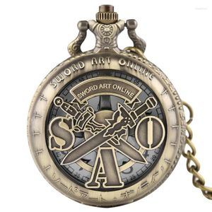 Pocket Watches Antique Watch Vintage Bronze Sword Art Online ketting ketting hanger Heren Kerstcadeau