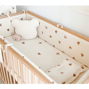 Yatak Rayları Bebek Beşik Çit Seti Ayı Nakışlı Tampon Çocuk Karyolası Kaliteli Pamuk Koruma 220827