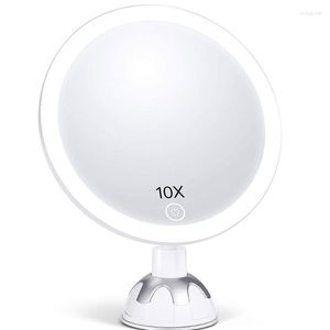 Makeup Brushes 10X Magnifying Mirror With Lights 30-LED Vanity HD Reflection 3 Light Modes Stepless Dimming 360-Degree Rotation