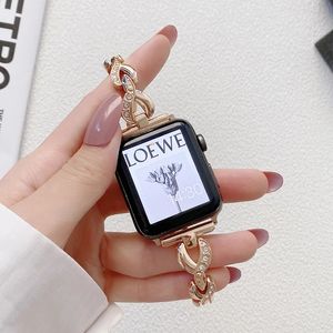 Pulseira feminina para Apple Watch Band tiras de 49 mm 8 7 6 SE 41mm 45mm 38mm 42 mm Lady Lady Jewelry Metal Leather Bracelet para Iwatch Ultra 5 4 3 44mm Diamante 40mm