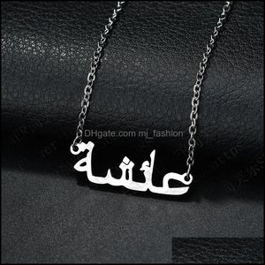 Pendanthalsband Fashion Creative Middle East Arabic Alphabet Halsband Damer Namn Rostfritt st￥l CLAVICLE Kedja Gift Smycken Drop DHX8A