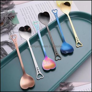 Spoons Stainless Steel Love Spoon Heart-Shaped Coffee Stir Ice Cream Dessert Scoop Honey Milk Stirring Spoons Wedding Gifts Bh6858 Ty Dh0Km
