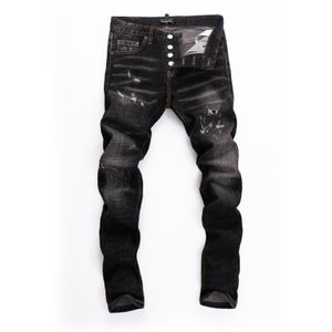 DSQ Phantom Kaplumbağa Erkek Kot Pantolon Sıska Yırtık Serin Yırtık Sıska Yırtıcı Adam Nedensel Delik Denim Moda Markası Fit Kot Pantolon 65267