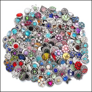 Other Fashion Mini Rhinestone Snap Button Jewelry Components 12Mm Metal Snaps Buttons Fit Earrings Bracelet Bangle Noosa Mix001 Drop Dhuft