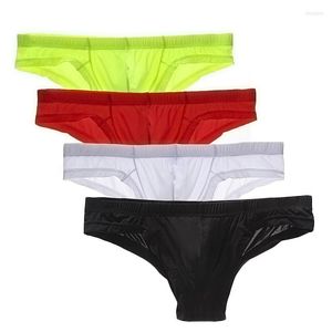 Underpants Herrenhubies Slips transparente Unterwäsche Männer sexy Ausbuchtung unterbissen Eisseide Männliche Bikini-Shorts atmungsaktive dünne L-3xl Hosen