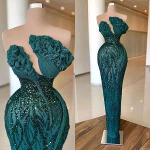 Green Evening Dark Dresses Sparkly Sequins Off The Shoulder Designer Floor Length Prom Gown Formal Wear 2022 Plus Size Custom Made Vestidos