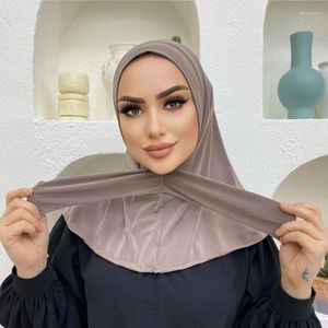 Etniska kläder Full Cover Snap Fastener Head Instant Jersey Hijab Undercap Hijabs For Woman Muslim Women Cap Wraps Scarf Islam Turban