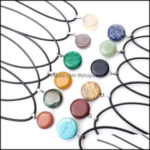 Colares pendentes Irregar redondo chakra cura cristal stone jóias moda moda homens homens energia pingentes de corda por atacado dr dhxyj