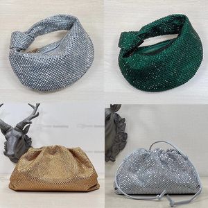 Mini Jodie Rhinestone embellished Satin Top Handtag Bag designer KOMPLING Metalliserad Crinkle Leather Tote Lady Knutt Shearling Purse Luxurys