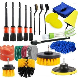 Bilsvamp 30st Cleaning Brush Set Power Scrubber Drill Pad Wash Midetailing f￶r inre luftventilationsf￤lg