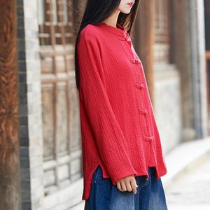 Ethnic Clothing Ladies Chinese Tops Women Spring 2022 Autumn Female Kungfu Mandarin Collar Vintage Shirt Shanghai Tang TA1600