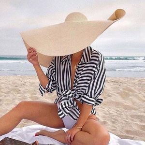 Breite Krempe Hüte Sommer Übergroßen Strand Große Sonnenhut Für Frauen Gefaltet Dame Mädchen Outdoor Urlaub UV-Schutz Stroh Großhandel