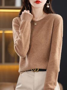 Kobiety swetry Zocept jesienne zima solidne kobiety, Jacquard Jacquard z długim rękawem miękka ciepła, najwyższa jakość 100 wełniana dzianina sweter 220827