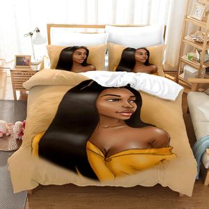 Polyester Soft Breathable Liberding Set Cartoon Africa Woman Sexy Sexy Wild Girl Duvet Cover For Adults Counter Litteur Ensemble