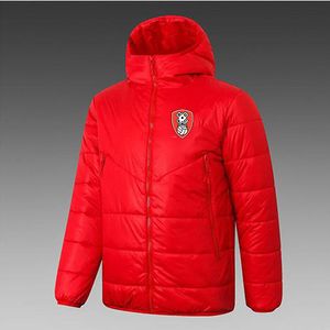 Rotherham United Herren-Daunen-Kapuzenjacke, Winter-Freizeit-Sportmantel, durchgehender Reißverschluss, Sport-Outdoor-warmes Sweatshirt, Logo individuell