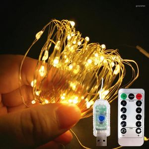 Strings USB Copper Drut LED Lights ze zdalnym girlandami Święta wróżka na zewnątrz wewnętrzna lampa uliczna wystrój ślubny