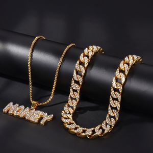 Braccialetti per collane di gioielli hip-hop con catena ghiacciata da uomo laureato da tennis Catene a maglie cubane Miami argento oro argento