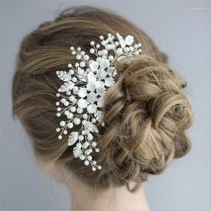 Headpieces Flashing Jewelry Golden Rhinestone Pearl Bridal Hairpin Hair Wedding Elegant Crystal Comb Headdress