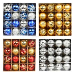 Party Decoration Hand-Printed Christmas Ball Ornaments Set 16PCS Shatterproof Tree Deco Dropship