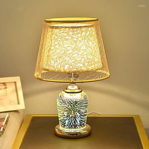 Table Lamps TUDA Modern Lamp For Bedroom Living Room Bedside UK EU Plug Fireworks Glass Home Decoration