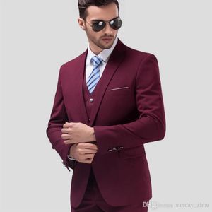 Costume Rouge Pour Hommes achat en gros de Le costume d affaires les plus la mode en trois parties Men Forme Groom Suit Derniter Design Wine Red Suite pour Menjacket Pantals Vest2175