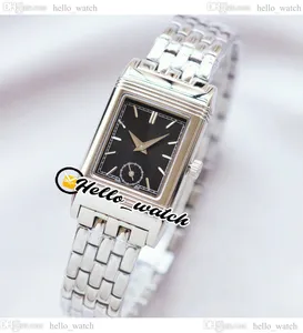 Ny 180 graders Reverso Swiss Quartz Womens Watch Q2568101 Black Dial Stick Markers Rostfritt stål Lday Watches High Quality 23mm HWJL Hellowatch E201C1