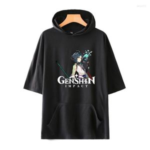 Felpe con cappuccio da uomo 2022 Gioco Genshin Impact Stampa T-shirt con cappuccio ritagliata Uomo Donna Unisex Harajuku Hip Hop Tuta Streetwear Pullover