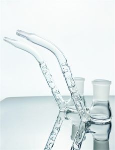 Bong per narghilè in vetro da 18 mm, adattatore ad arco femmina piegato, bocca piatta concava con pistola ad acqua tipo gancio a J