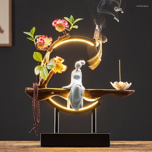 Lampy zapachowe przepływ wsteczny kadzidło palnik ceramiczny przyczepek Buddha Dekoracja domowa panie dym wodospad ręcznie robiony kwiatowy prezent
