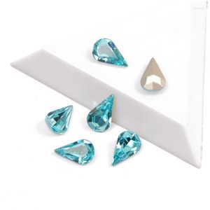 Nagelkonstdekorationer Yanruo 4300 p￤ronformade fancy strass Aquamarine Crystal Diamond Quality Pointback Crystals Rhinestones f￶r 3D