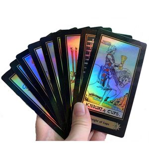Full English Holographic Tarot Cards Game Paper 78 PCS Shine Cards for Astrologer3051