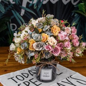 Decorative Flowers 1 Bunch Of Silk Peony Bouquet Home Decoration Accessories Wedding Party Scrapbook Fake Plant Diy Pompon Artificial Rose