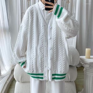 Men's Sweaters Black White Cardigan Sweater Men Warm Fashion Casual Knit Coat Korean Loose Winter Long Sleeve Mens Jumper