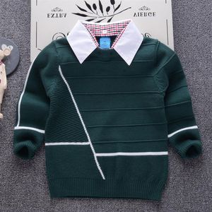 2018 Shirt collar Boys Sweaters Baby stripe Pullover Knit Kids Clothes Autumn Winter New Children Sweaters Boy Clothing School351b