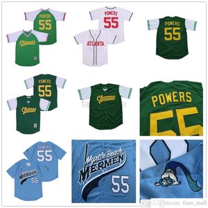 Beisebol Kenny Powers # 55 Eastbound e Down mexicano Charros Kenny Powers costurado de alta qualidade Filme Jersey Verde Azul