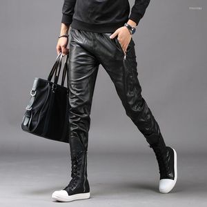 Men's Pants Autumn Winter Men Fashion Pu Leather Mens Faux Loose Straight Motorcycle Windproof Trousers Plus Size For Male