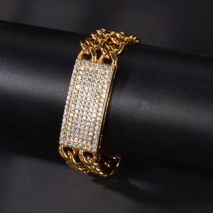 Pendant Necklaces Pendants graduated tennis Jewelry Fashion Zircon Cross Necklace Hip Hop Gold Chain For Men bracelet is full diamonds Square double row full drill