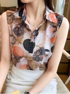 Women's Blouses Women Floral Sleeveless Sexy Blouse Basic Womens Tops Summer Button Up Shirt Fashion Female Clothing Chiffon