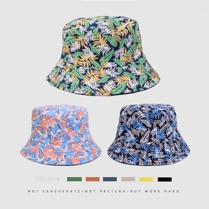 Beretti European Tropical Rice Leaf Stampa Fisherman Cap Four Seasons Outdoor Sports Sun Shade Women's Cappello casual Cappelli casuali