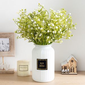 Flores decorativas Os bebês respirarem plástico artificial de outono de casamento decoração de casa de buquê de gipsophila planta organizar parede de mesa da sala de estar