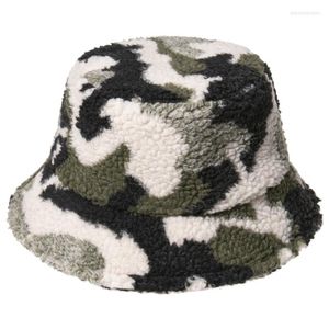 Beretti da donna Multicolore Manouflage Stampa Cappello Secchio Inverno caldo addensato Fuce Fuccia Sun dalla crema solare Fuzzy Fisherman Cap